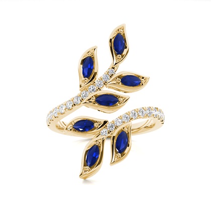 Prong Setting Marquise Blue Sapphire Fashion Ring
