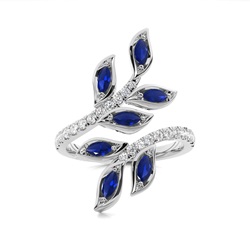 Prong Setting Marquise Blue Sapphire Fashion Ring