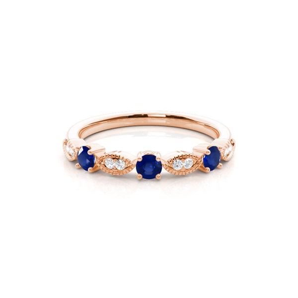 Prong Setting Round Blue Sapphire Ring