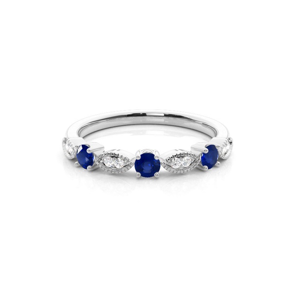 Prong Setting Round Blue Sapphire Ring