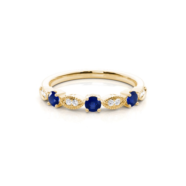 Prong Setting Round Blue Sapphire Ring