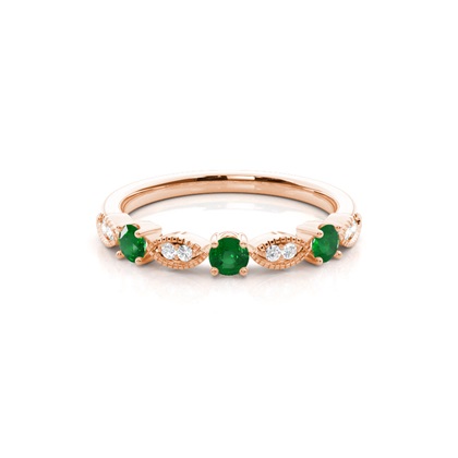 Rose Gold Emerald Diamond Rings