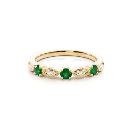 Yellow Gold Emerald Diamond Rings