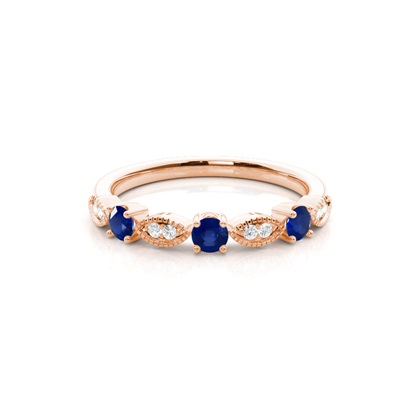 Prong Setting Round Blue Sapphire Ring