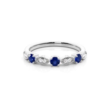 Prong Setting Round Blue Sapphire Ring