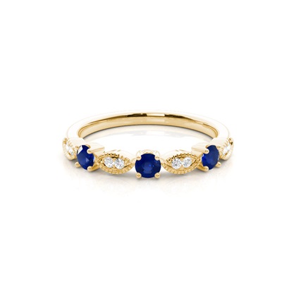 Prong Setting Round Blue Sapphire Ring