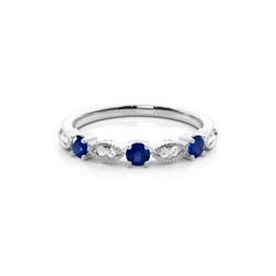 Prong Setting Round Blue Sapphire Ring