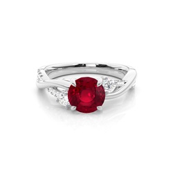 Prong Setting Round Ruby Trilogy Ring
