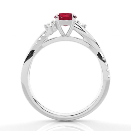Prong Setting Round Ruby Trilogy Ring