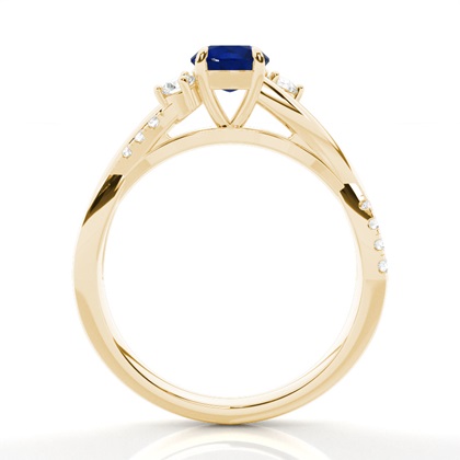 Runder Trilogie-Ring mit blauem Saphir in Krappenfassung