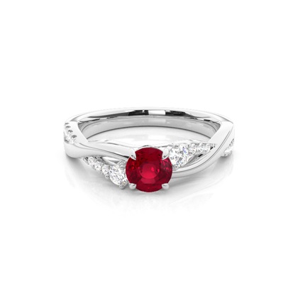 Prong Setting Round Ruby Trilogy Ring