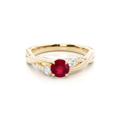 Yellow Gold Twisted Diamond Engagement Rings