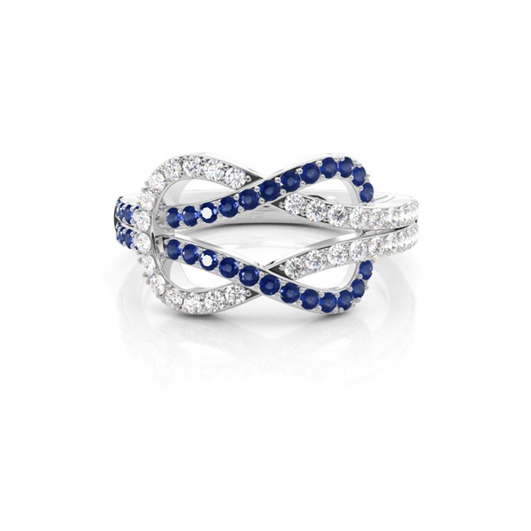 Prong Setting Pear Blue Sapphire Fashion Ring