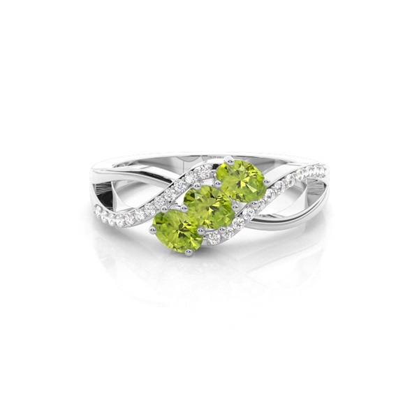 Prong Setting Oval Peridot Sapphire Three Stone Ring