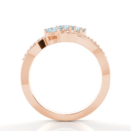 Prong Setting Oval Aquamarine Three Stone Ring