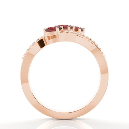 Prong Setting Oval Garnet Three Stone Ring