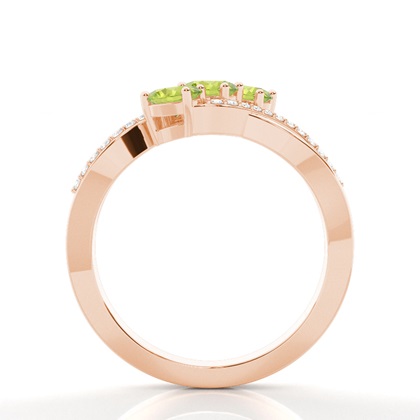 Prong Setting Oval Peridot Sapphire Three Stone Ring