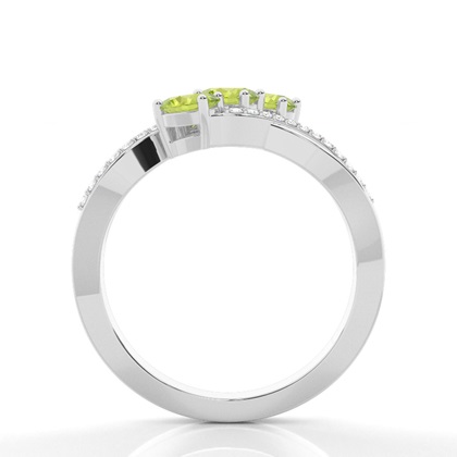 Prong Setting Oval Peridot Sapphire Three Stone Ring