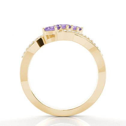 Prong Setting Oval Amethyst Three Stone Ring