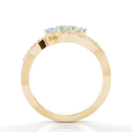 Prong Setting Oval Aquamarine Three Stone Ring