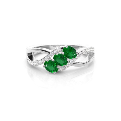 Prong Setting Oval Three Stone Ring