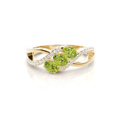Prong Setting Oval Peridot Sapphire Three Stone Ring