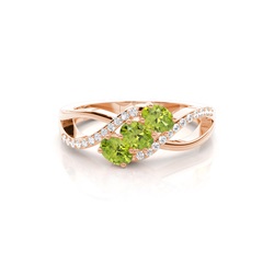 Prong Setting Oval Peridot Sapphire Three Stone Ring