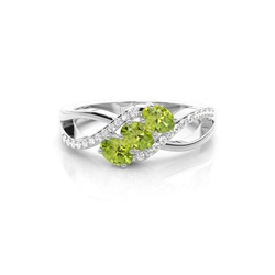 Prong Setting Oval Peridot Sapphire Three Stone Ring