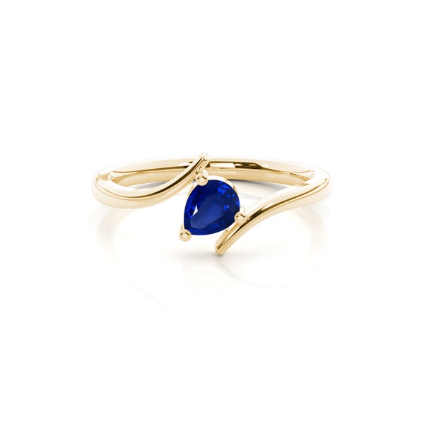 Prong Setting Pear Blue Sapphire Solitaire Ring