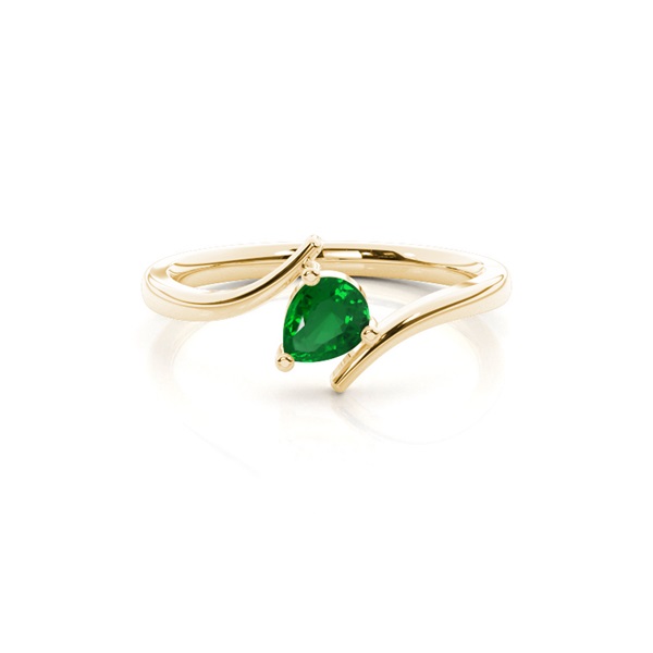 Prong Setting Pear Emerald Solitaire Ring