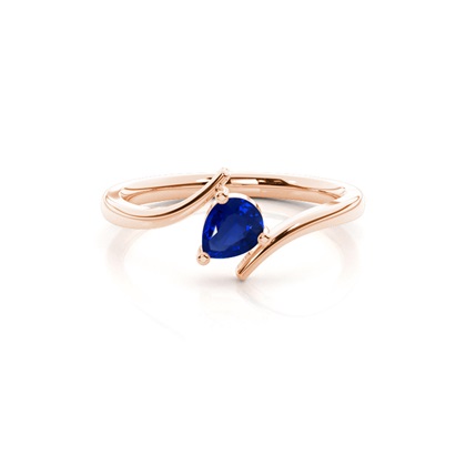 Prong Setting Pear Blue Sapphire Solitaire Ring