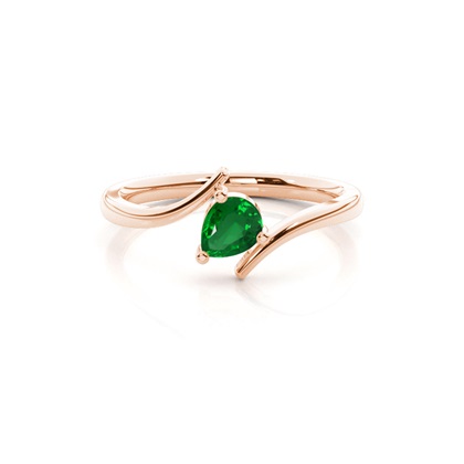 Prong Setting Pear Emerald Solitaire Ring