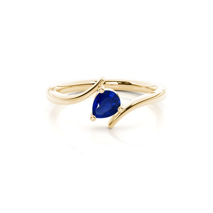 Prong Setting Pear Blue Sapphire Solitaire Ring