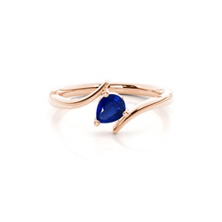 Solitärring mit birnenblauem Saphir in Krappenfassung