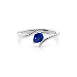 Solitärring mit birnenblauem Saphir in Krappenfassung
