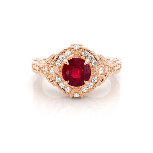 Prong Setting Round Ruby Halo Ring