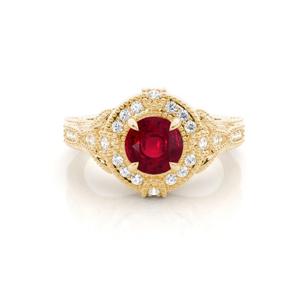 Prong Setting Round Ruby Halo Ring