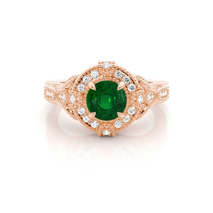 Rose Gold Emerald Diamond Engagement Rings