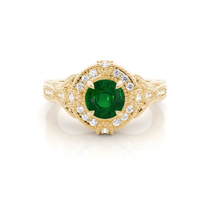 Yellow Gold Emerald Diamond Engagement Rings
