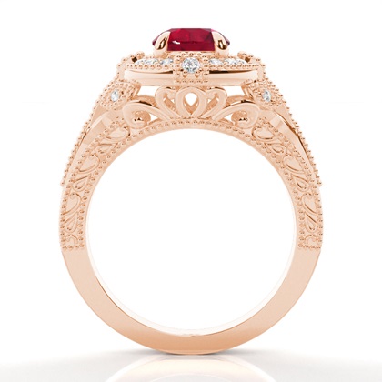 Prong Setting Round Ruby Halo Ring