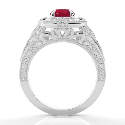 Prong Setting Round Ruby Halo Ring