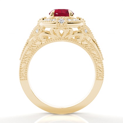 Prong Setting Round Ruby Halo Ring