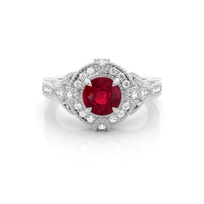 Prong Setting Round Ruby Halo Ring