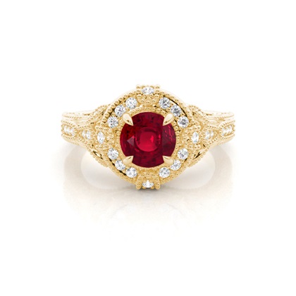 Prong Setting Round Ruby Halo Ring