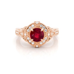 Prong Setting Round Ruby Halo Ring