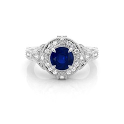 Prong Setting Round Blue Sapphire Halo Ring