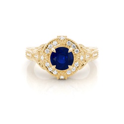 Prong Setting Round Blue Sapphire Halo Ring
