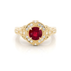 Prong Setting Round Ruby Halo Ring