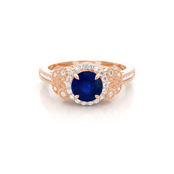 Prong Setting Round Blue Sapphire Vintage Ring