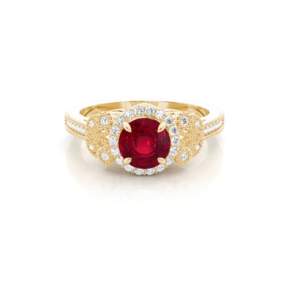 Yellow Gold Ruby Diamond Rings